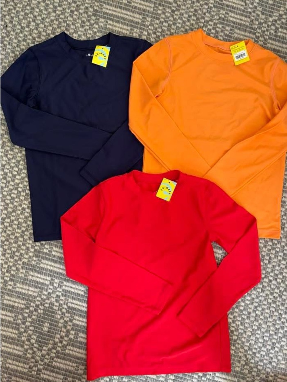 Primary Kids Long-Sleeve Swim Tees - Red, Orange, Navy